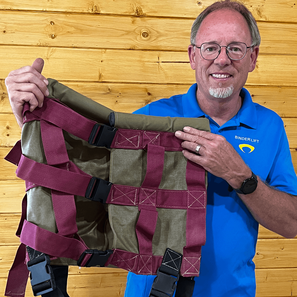 Dan with first binder lift prototype small file