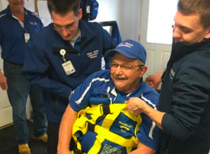 Morbidly Obese Patient Slides Out of Her Chair and Needs Help Up